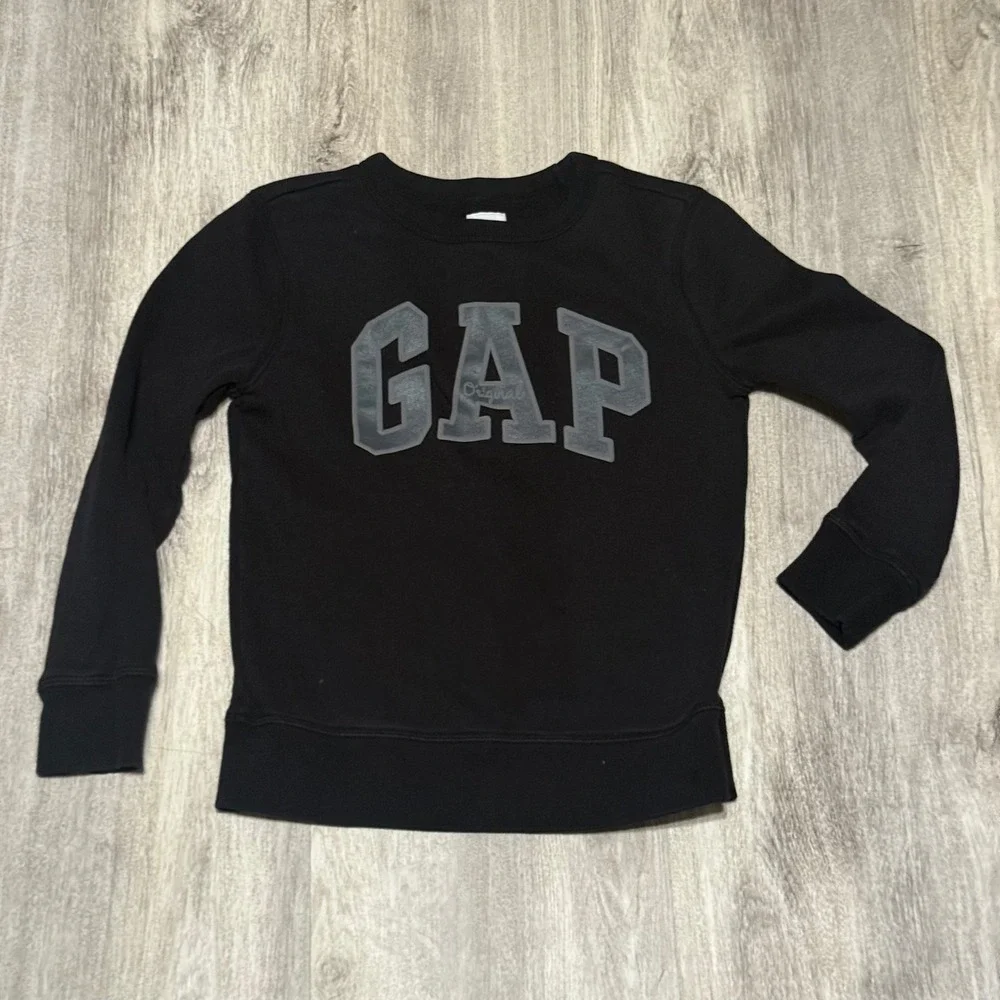 GAP Kids Black Sweatshirt Crew Neck Pullover‎ Long Sleeve Top Size S